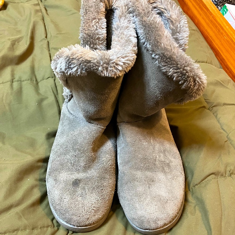 Gray Fuzzy Boots